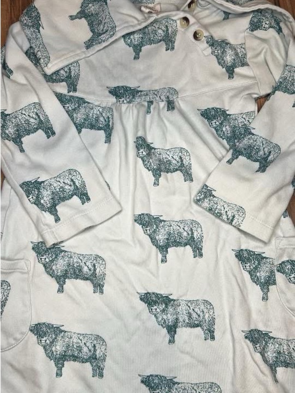kate quinn Cream Dress with Green Cow Print